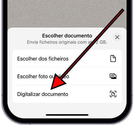 Digitalize documentos no WhatsApp no iPhone