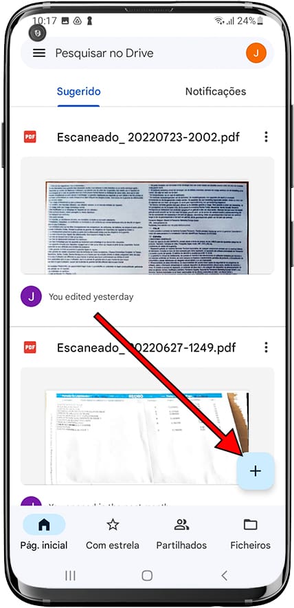 Adicionar documentos no Google Drive
