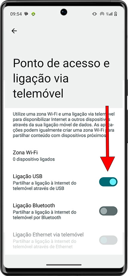 Ancoragem USB Android