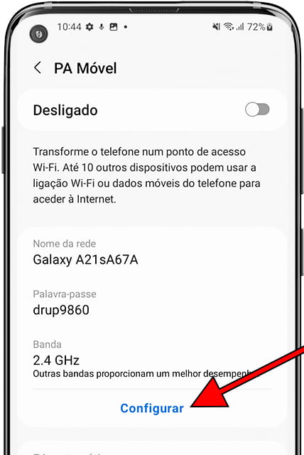 Ativar ponto de acesso Wi-Fi Android