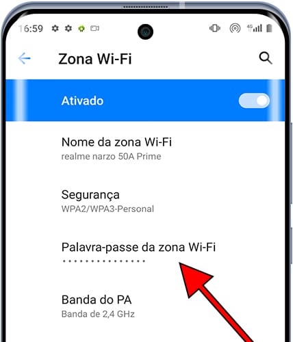 Senha do ponto de acesso do Android