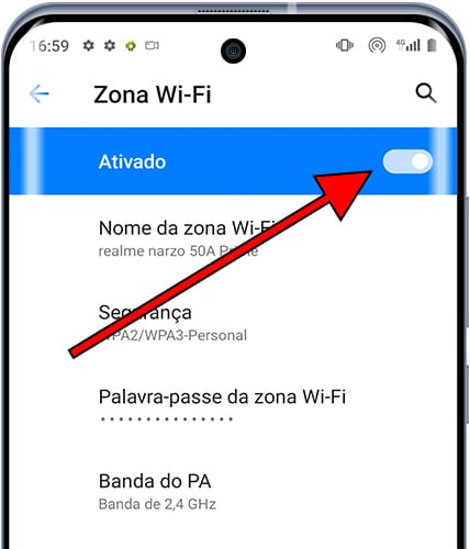 Ativar ponto de acesso Wi-Fi Android