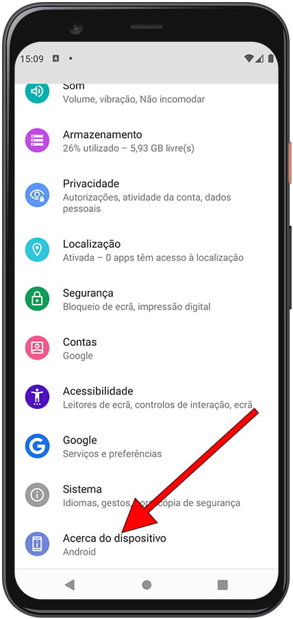 Informações sobre o dispositivo Android