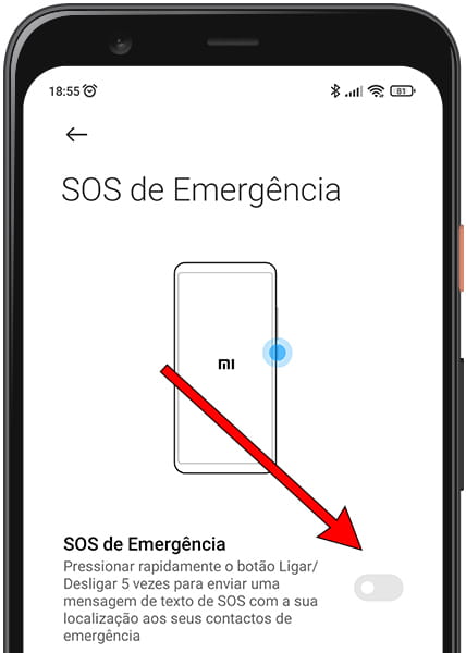Ative o SOS de emergência Xiaomi