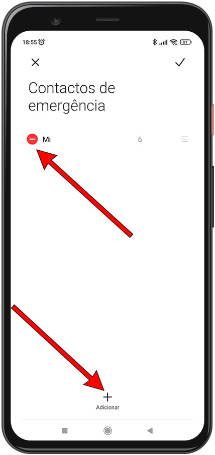 Editar contatos de emergência Xiaomi