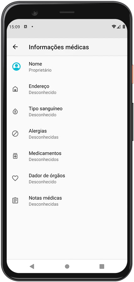 Informações médicas do Android
