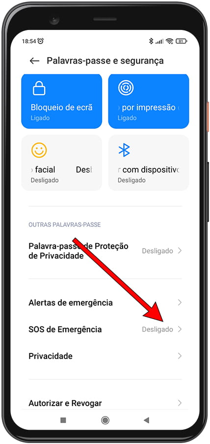 SOS de emergência Xiaomi