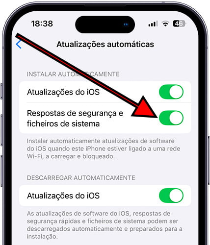 Respostas de segurança e arquivos de sistema iPhone