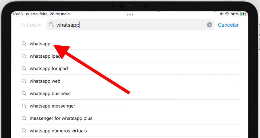Buscar WhatsApp na App Store do iPad
